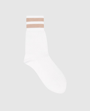 Brunello Cucinelli White socks with an openwork pattern and a contrasting stripe MCSCO9101