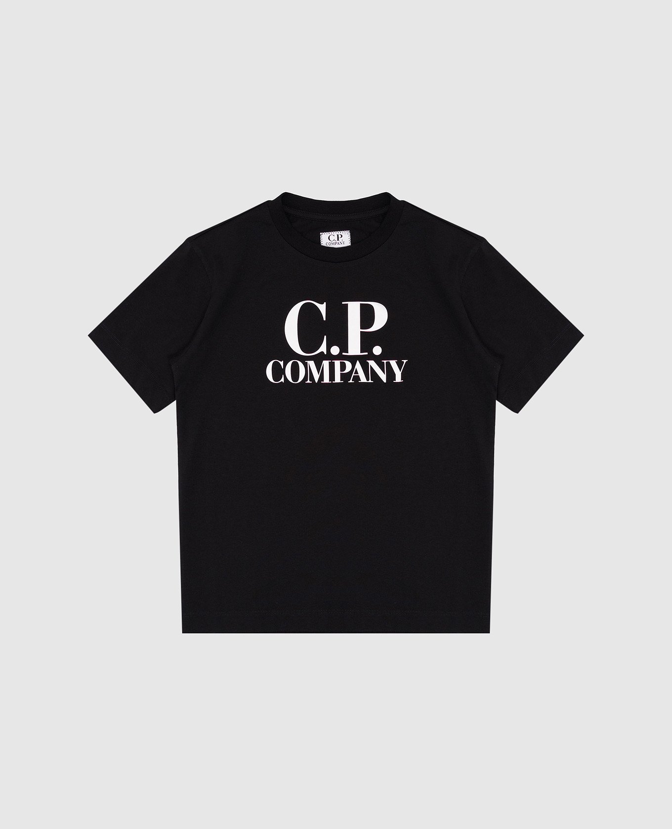 Children's black T-shirt with textured logo