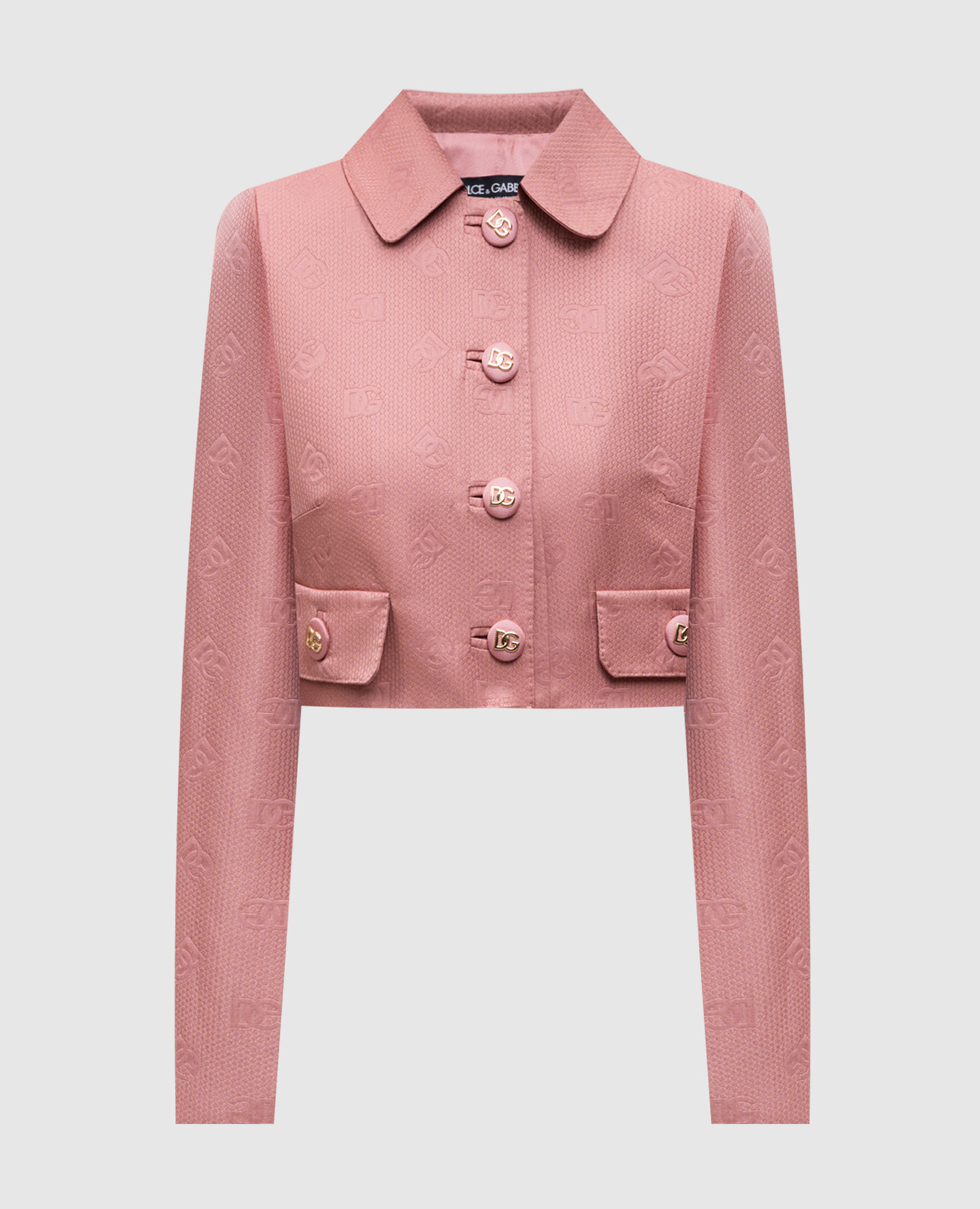 

Pink cropped jacket with logo pattern silk Dolce&Gabbana