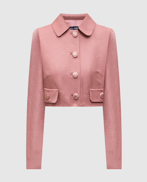 Dolce&Gabbana Pink cropped jacket with logo pattern silk F27DTTHJMQN