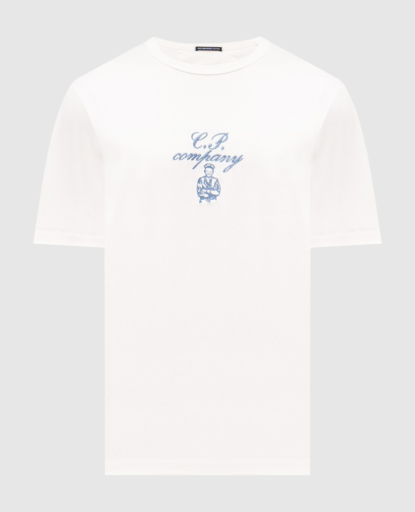 

White T-shirt with contrasting logo embroidery C.P. Company