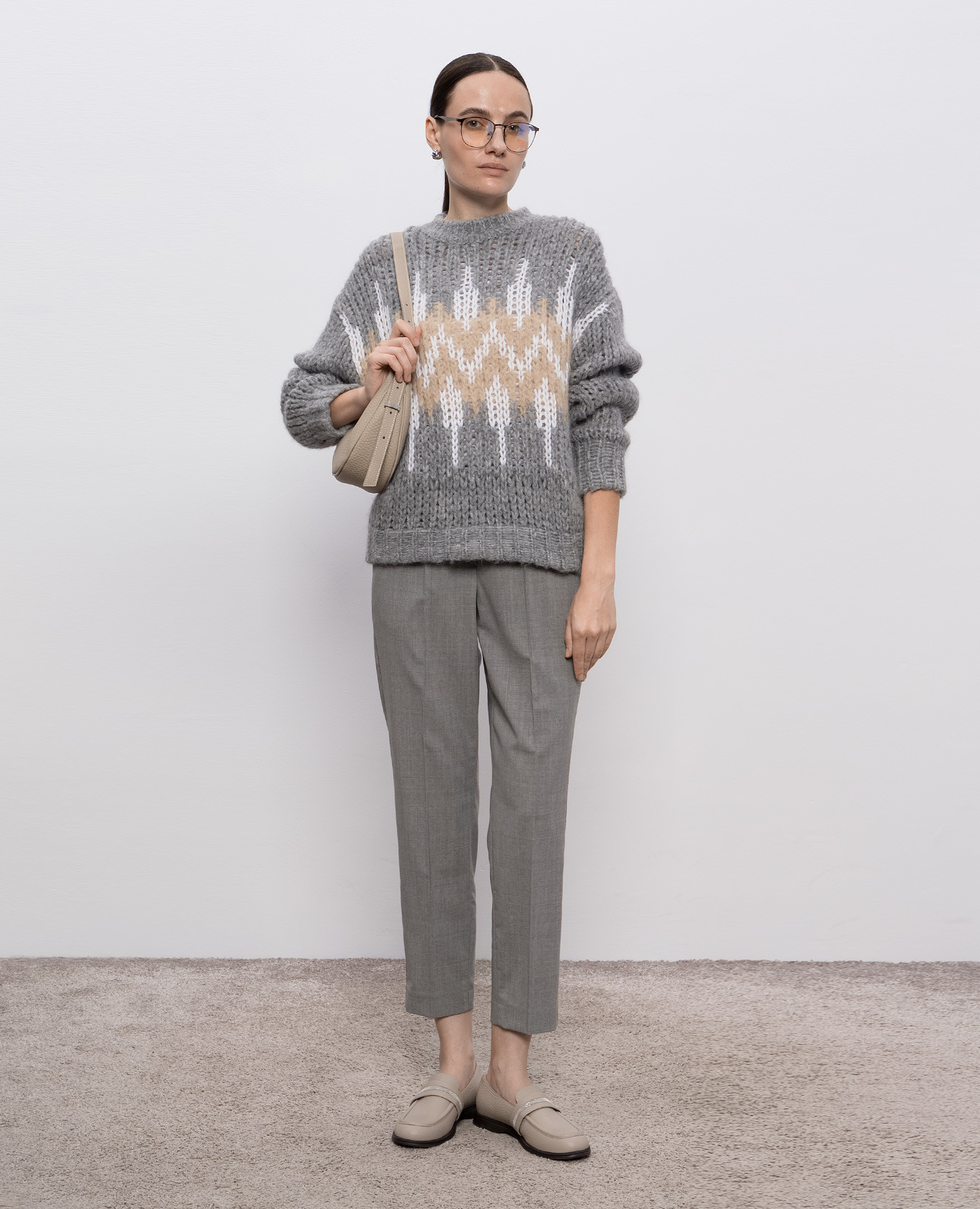 

Gray wool sweater with pattern Peserico, Grey
