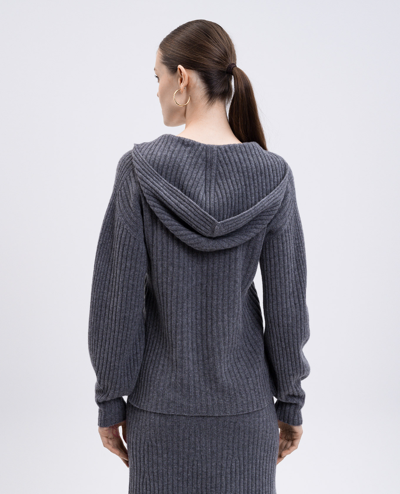 Grey wool and cashmere hooded pullover Twinset 4
