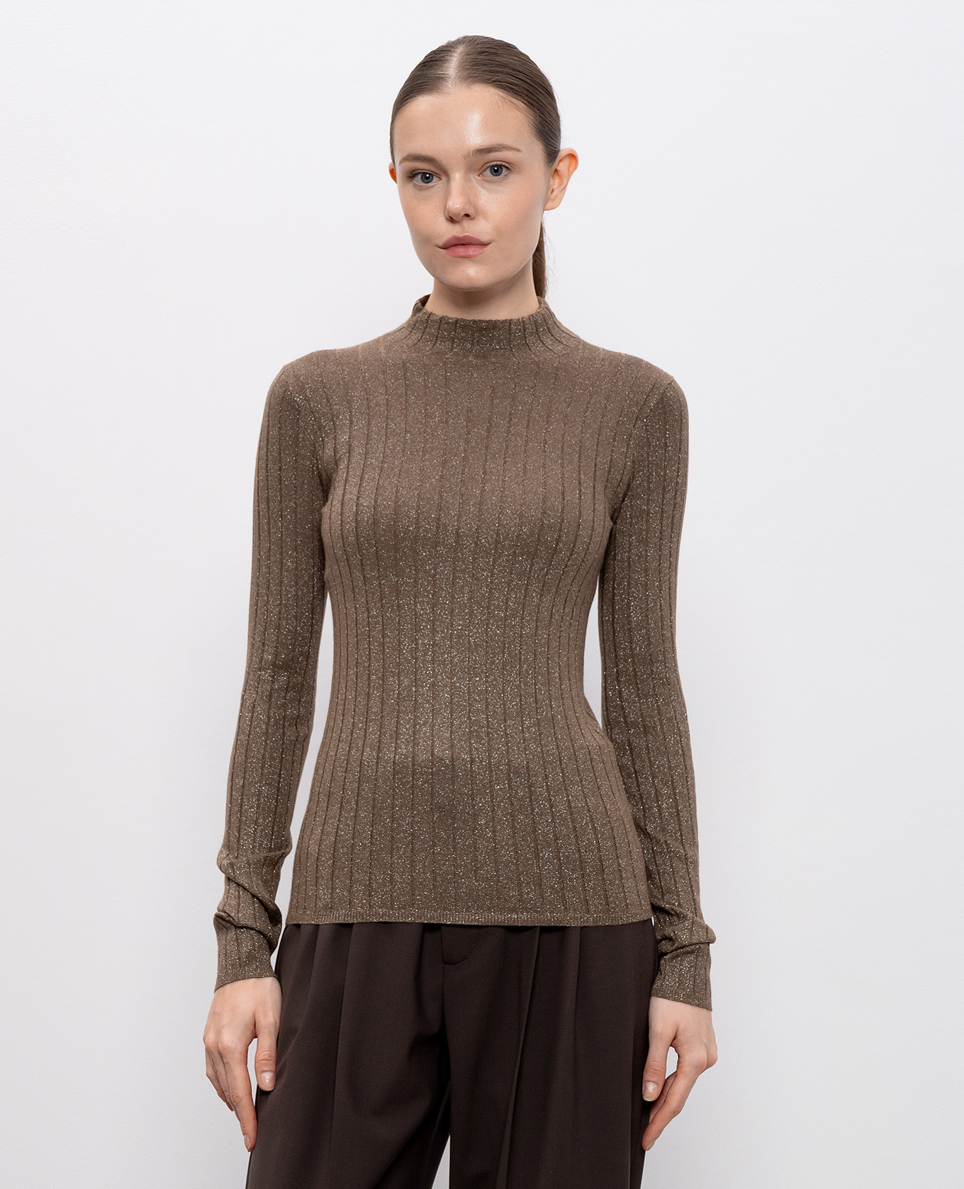 

Brown cashmere and silk ribbed jumper Brunello Cucinelli