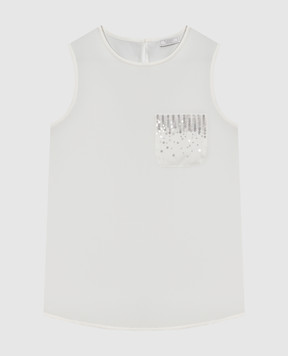 Peserico White silk top with sequins S0877900R207325