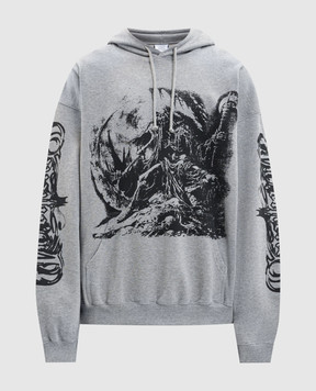 Vetements Grey melange hoodie with print UH76HD800G