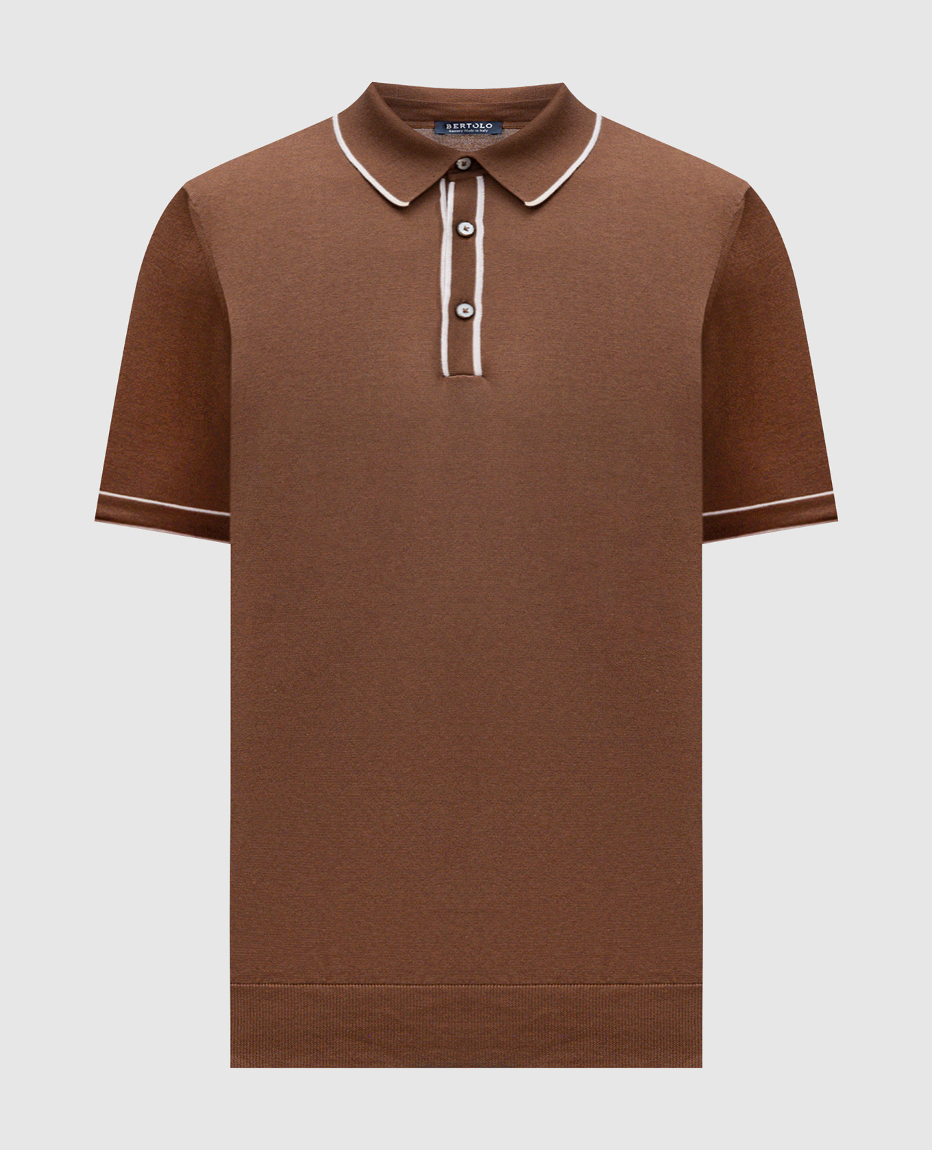 

Brown silk polo with contrast trim Bertolo Cashmere