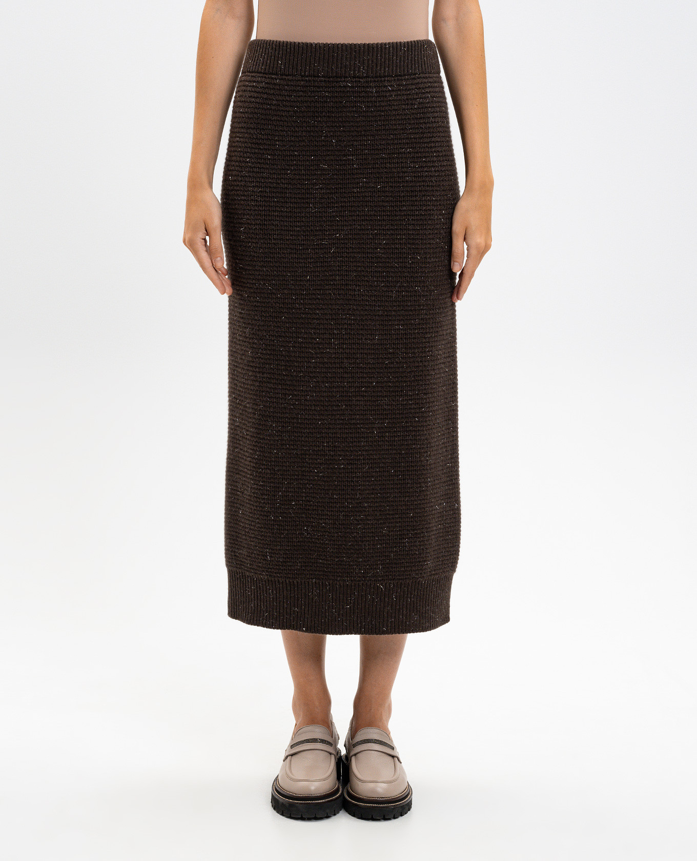 

Brown wool and silk midi skirt Peserico