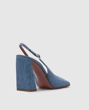 Amina Muaddi Charlotte printed leather slingbacks in blue 11S351574CHA
