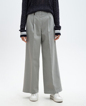 Peserico Gray flared pants with branded patch A04599T302479