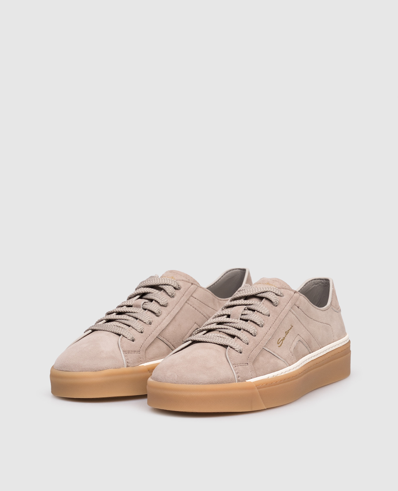 

Beige suede sneakers with logo Santoni