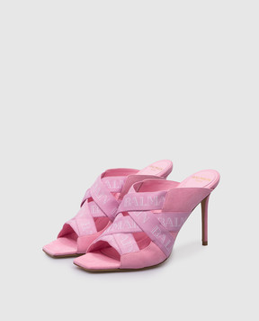 Balmain Pink combo mules with logo CN0UR003LELV