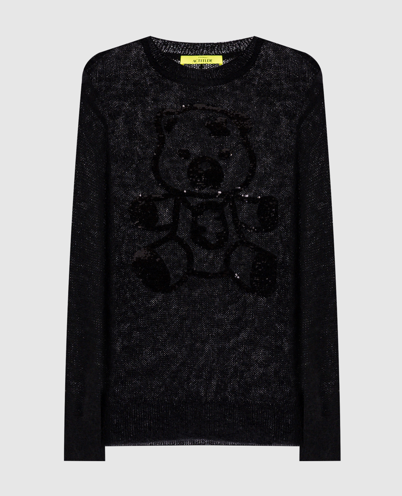 Myfo black wool sweater with sequins twinset actitude