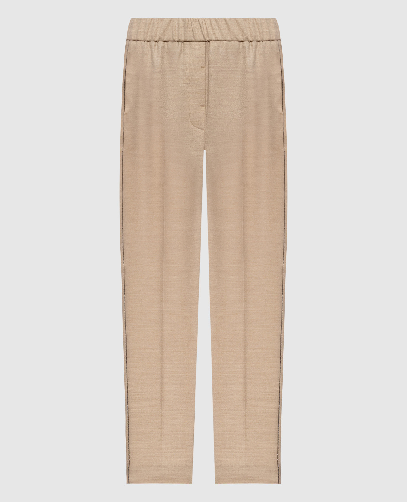 Beige wool pants with monil chain Peserico