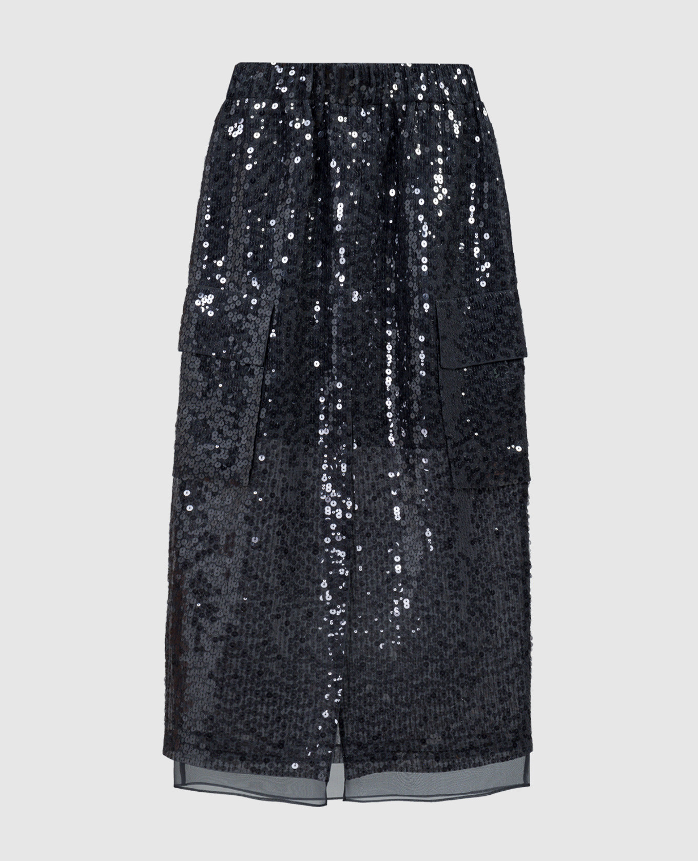 Gray silk skirt with sequins Brunello Cucinelli