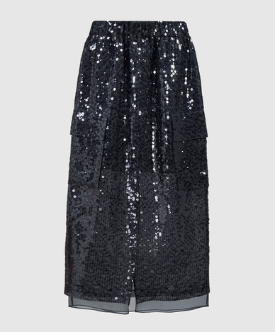 Gray silk skirt with sequins