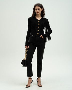 Balmain Black cardigan with fringe CF1KL140KF53
