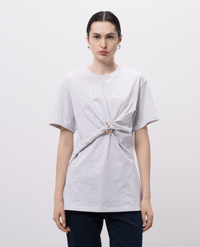 Versace Grey melange T-shirt with logo and branded pins 10189711A13610