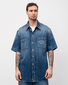 Dolce&Gabbana Blue denim shirt with logo G5MQ8ZG8MK5