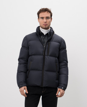 Moncler Blue down jacket with logo patch J20911A00200549SK