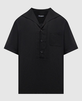 Dolce&Gabbana Black linen shirt with short sleeves G5NE3TFU4JB