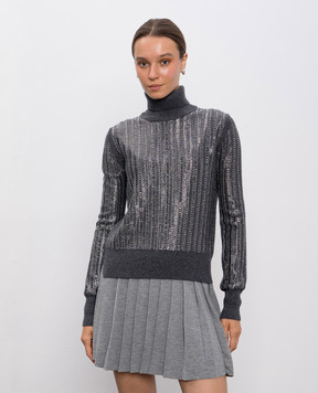 Ermanno Scervino Gray wool and cashmere sweater with crystals D475M308CTEJY