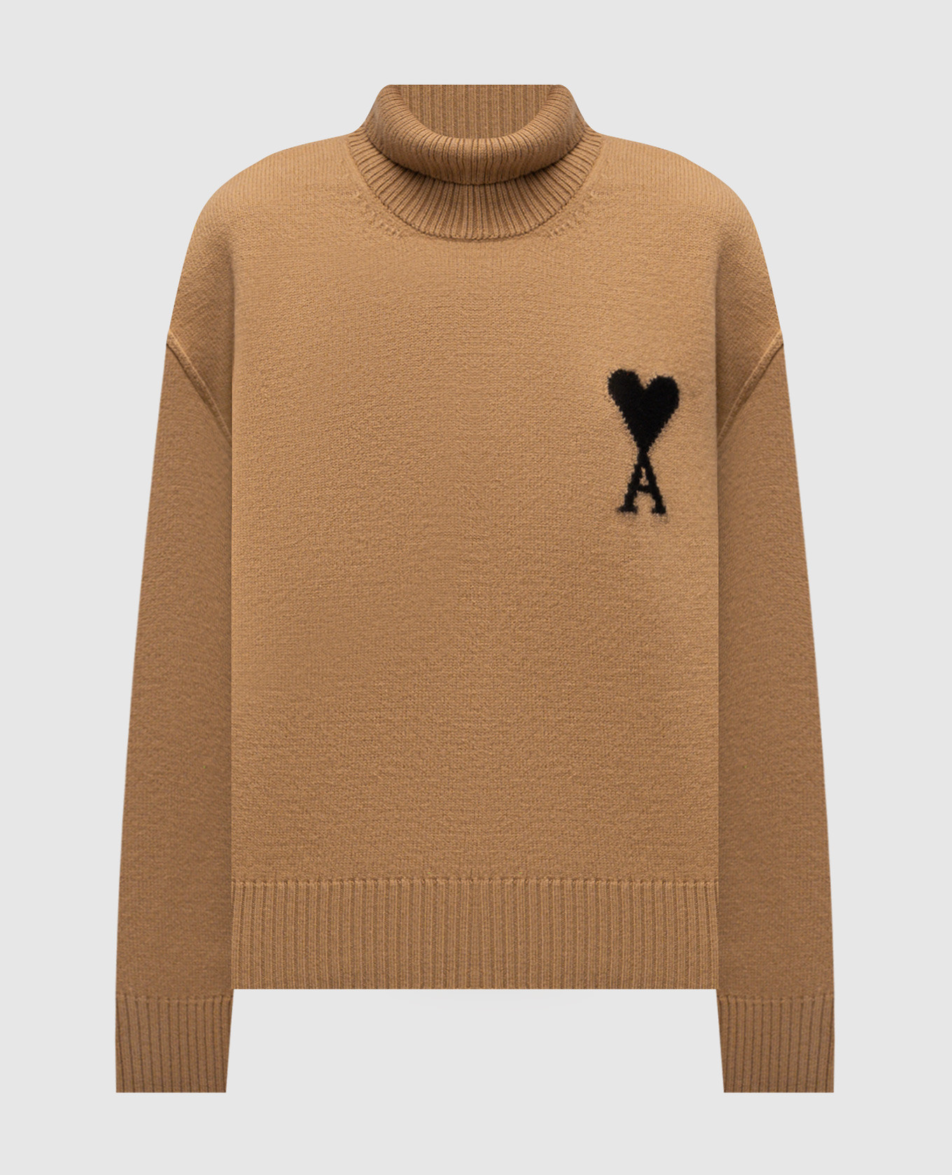 Brown wool sweater with emblem Ami Paris
