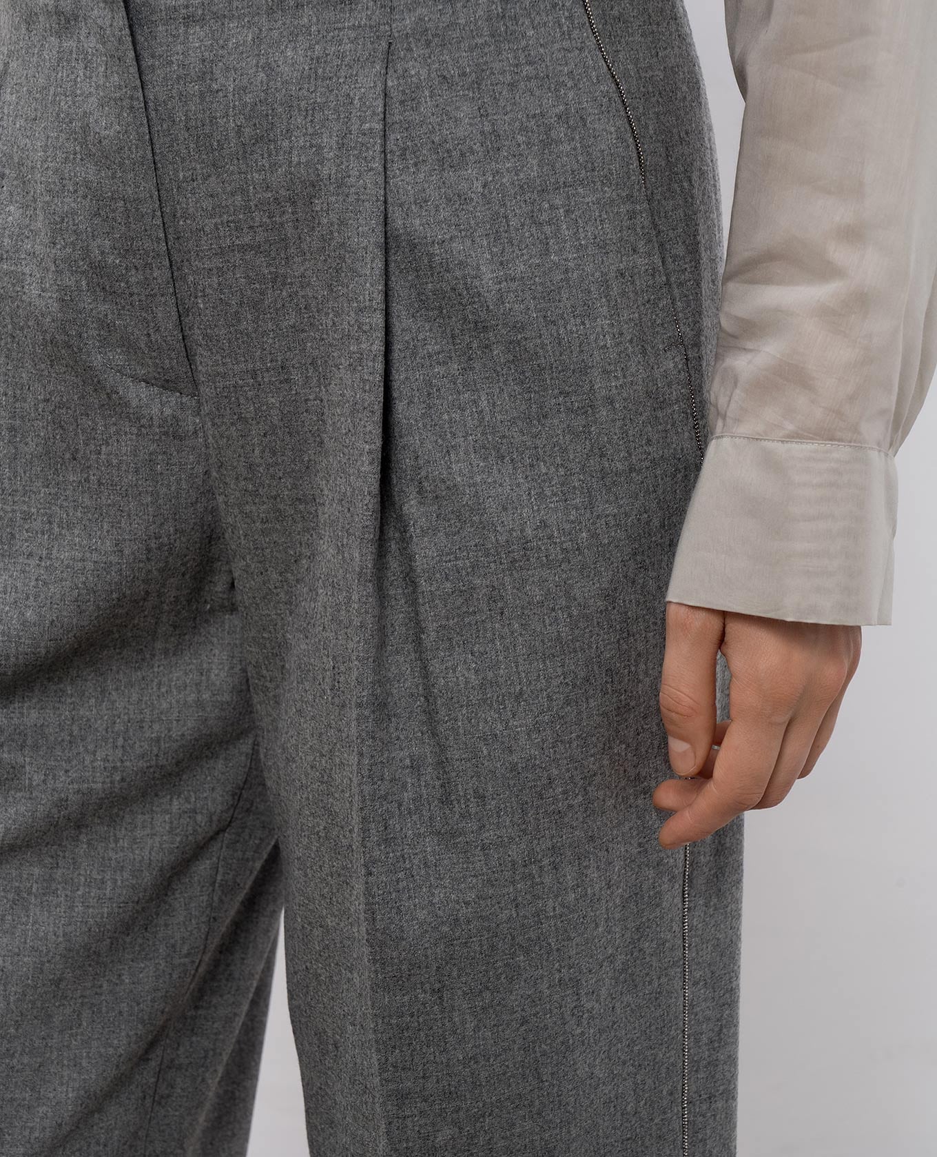 Grey wool and cashmere trousers with lapels Peserico 5