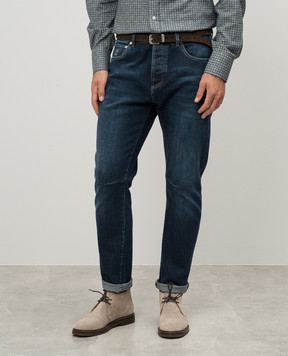 Brunello Cucinelli Blue distressed jeans with logo M283PX1290