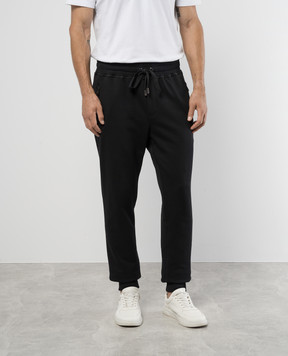 Dolce&Gabbana Black joggers with metallic logo GVXQHTG7F2G