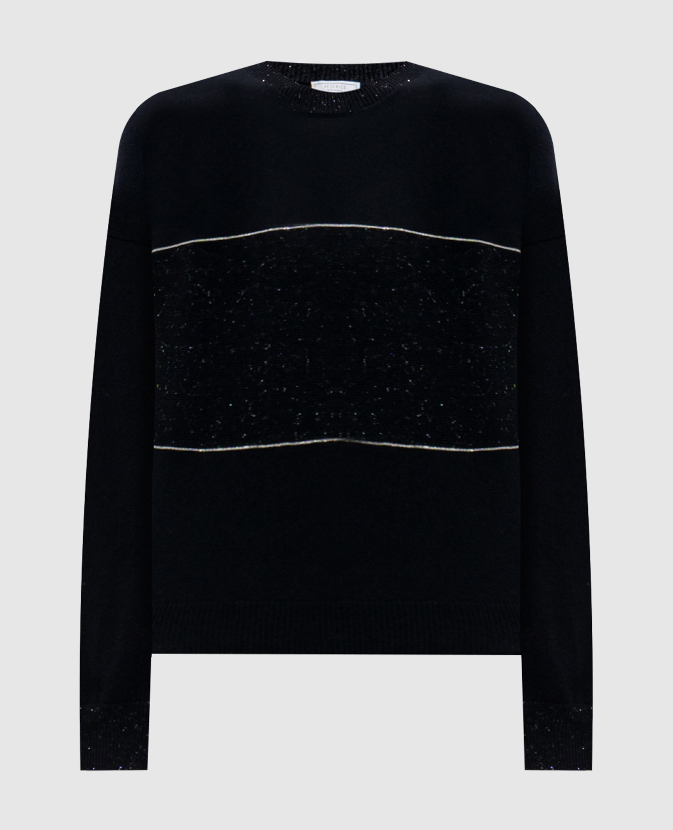 

Black wool, silk and cashmere sweater with monil chain with lurex Peserico