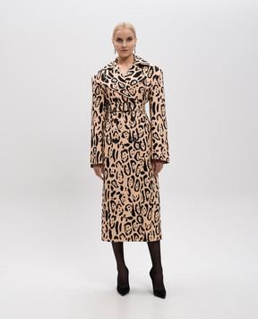 Max Mara Sportmax Beige double-breasted coat GREMBO in animal print GREMBO