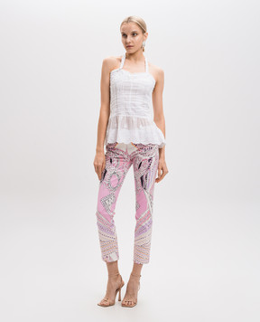 Roberto Cavalli White pants in a print XDJ261