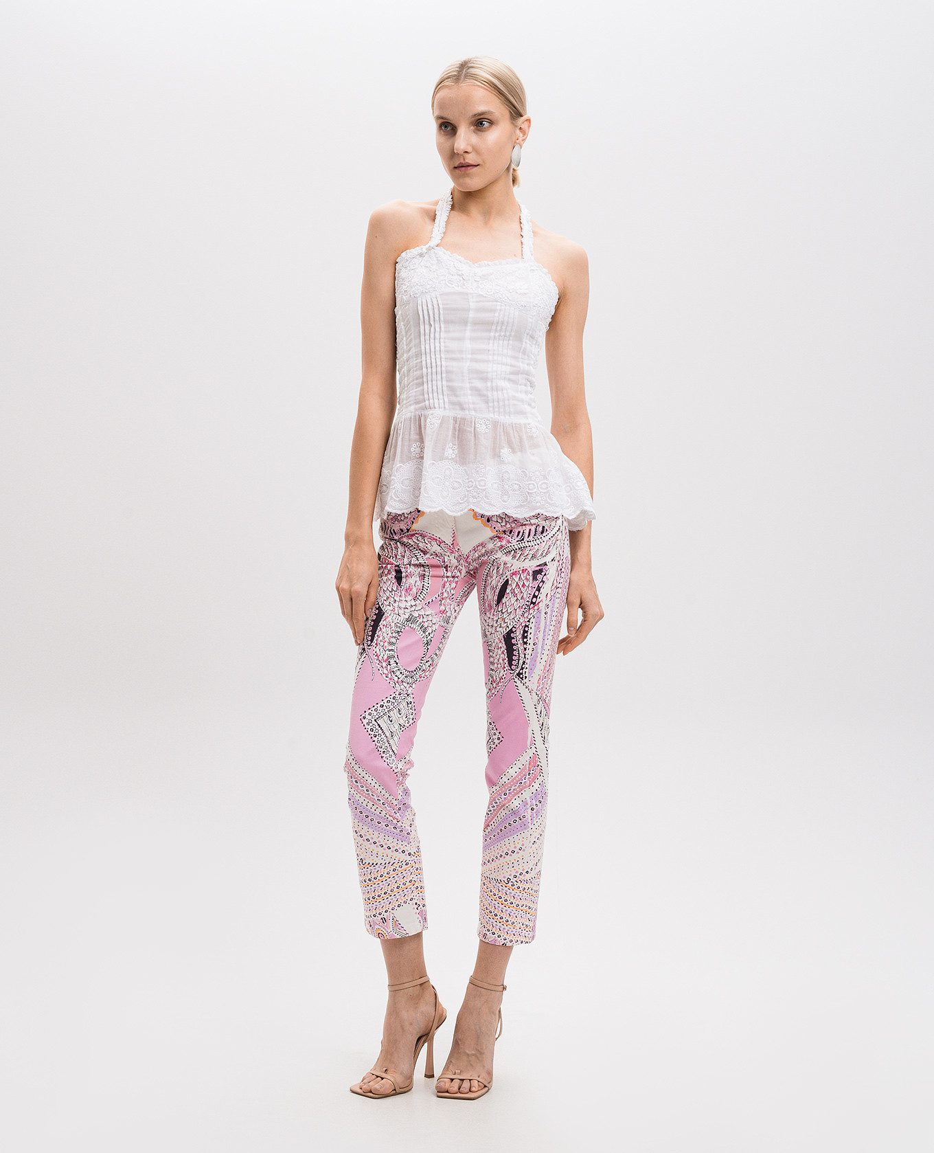 

White pants in a print Roberto Cavalli