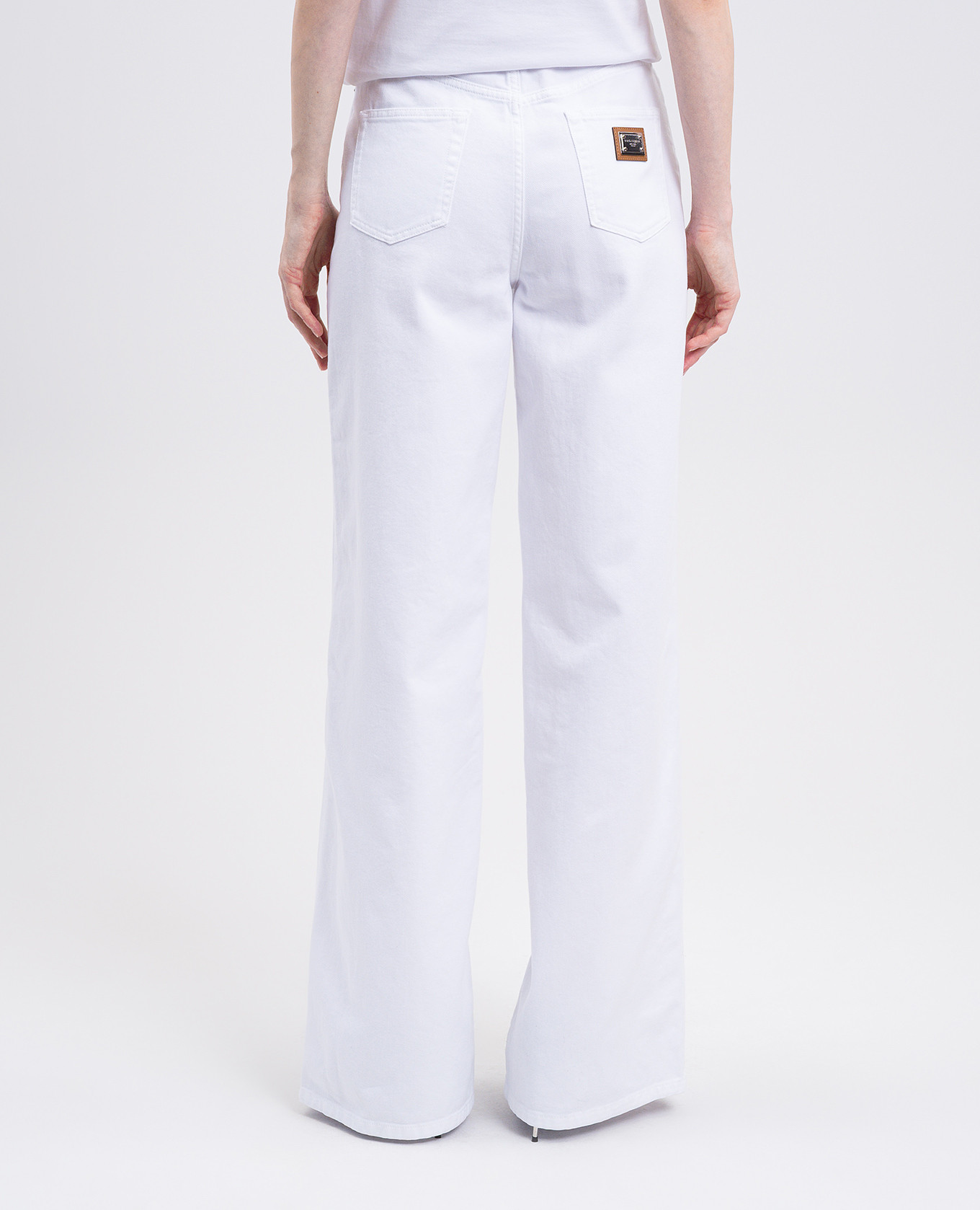 

White jeans with logo patch Dolce&Gabbana