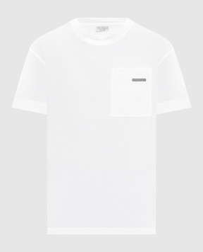 Brunello Cucinelli White T-shirt with a monil chain MPT81EC710