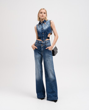 Versace Jeans Couture Blue distressed denim vest with logo 76HAM257DW009M31