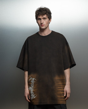 Juun.j Brown t-shirt with textured embroidery JC4242H01B
