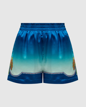 Casablanca Blue silk shorts Coquillage Colore WS24TR10407