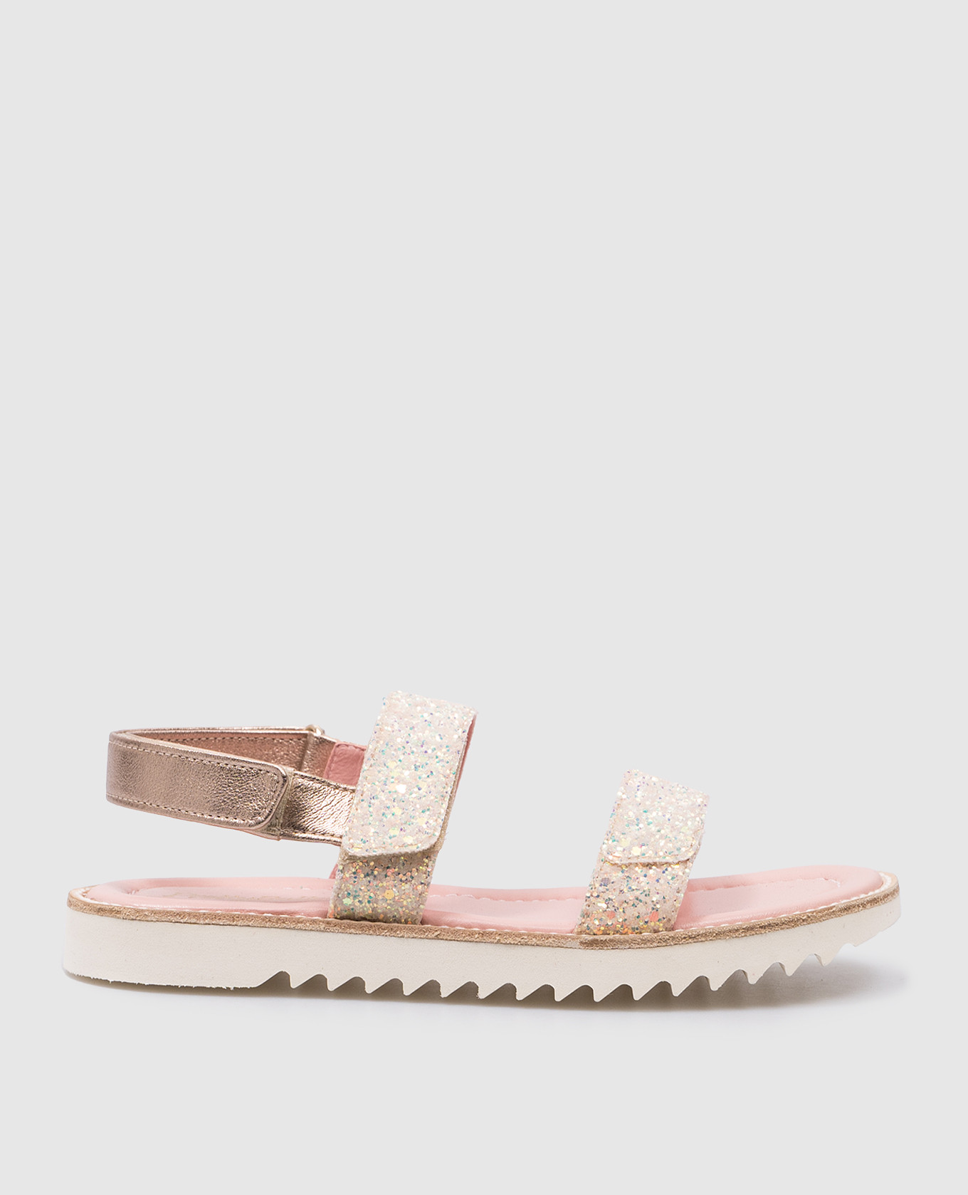 Children's beige combined sandals esti with glitter pretty ballerinas