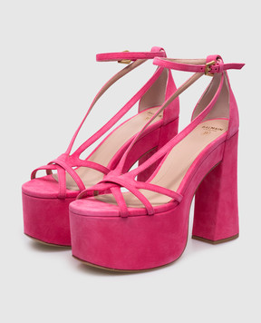 Balmain Cam Pink Suede Sandals CN1UH980LCMK
