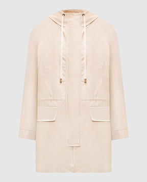 Peserico Beige straight-cut jacket with hood S2506207306