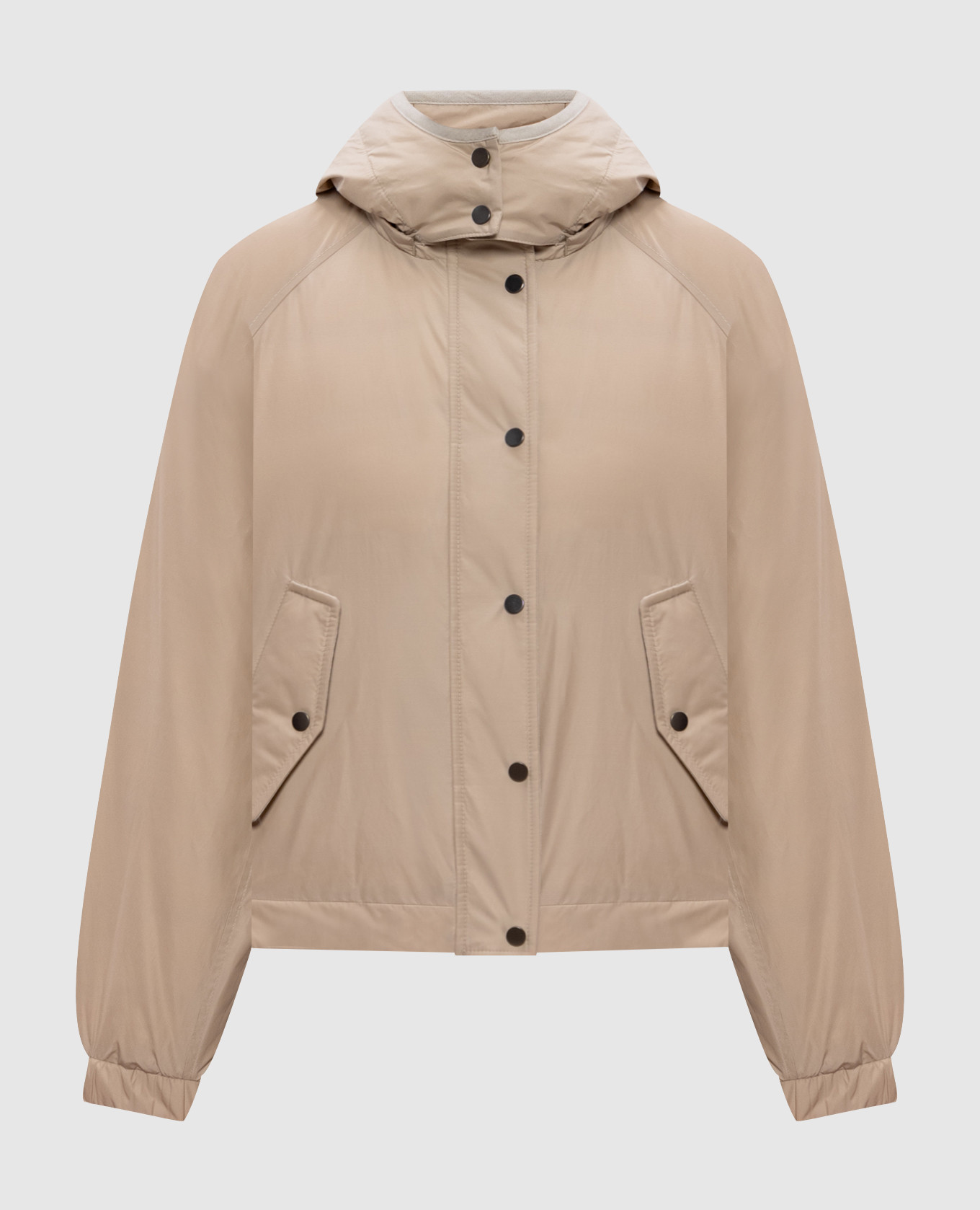 Beige down jacket with monil chain Brunello Cucinelli