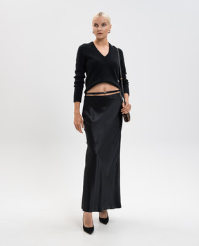 Tom Ford Black silk maxi skirt with belt GC5829FAX1664
