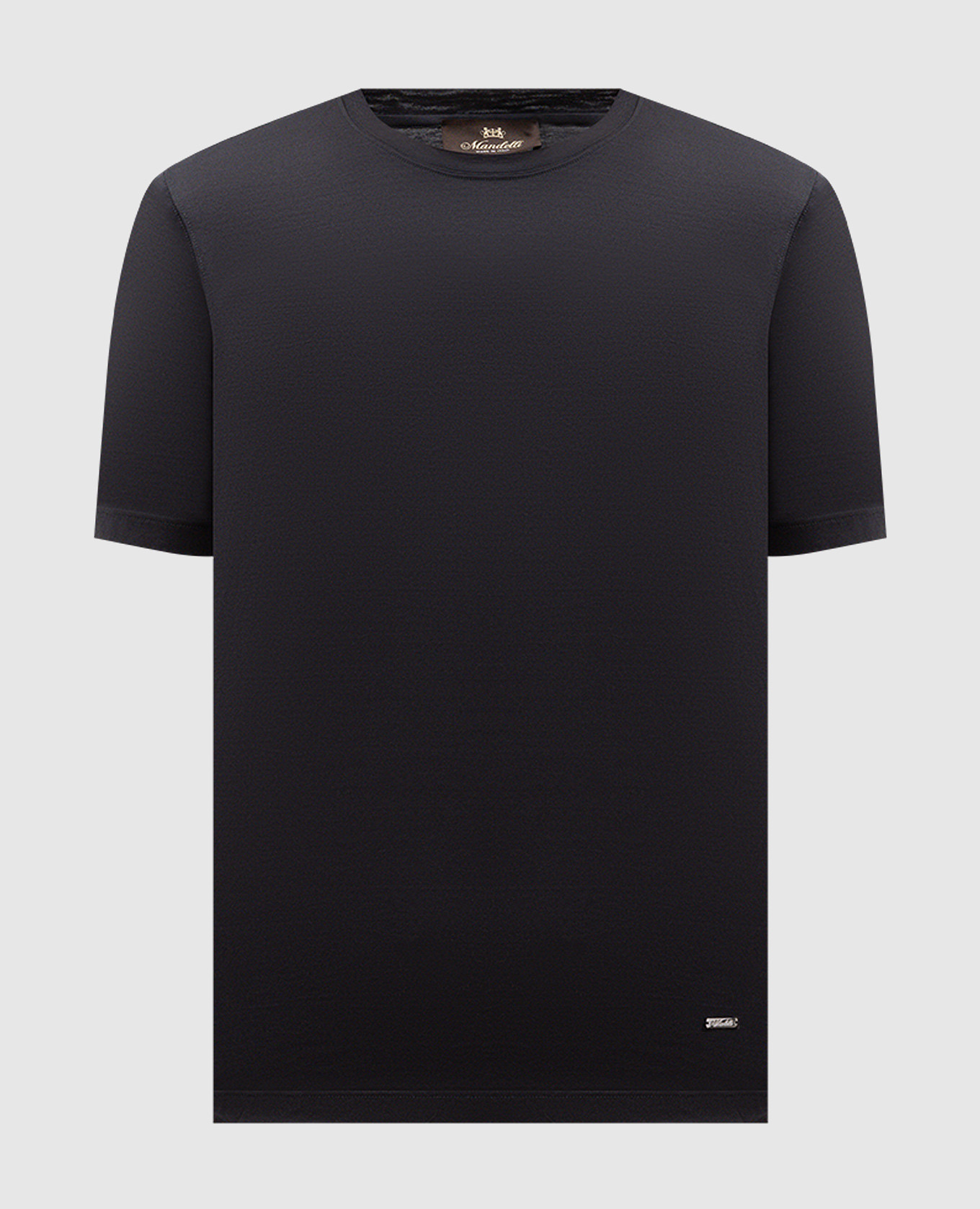 

Grey T-shirt with metal logo plate Enrico Mandelli