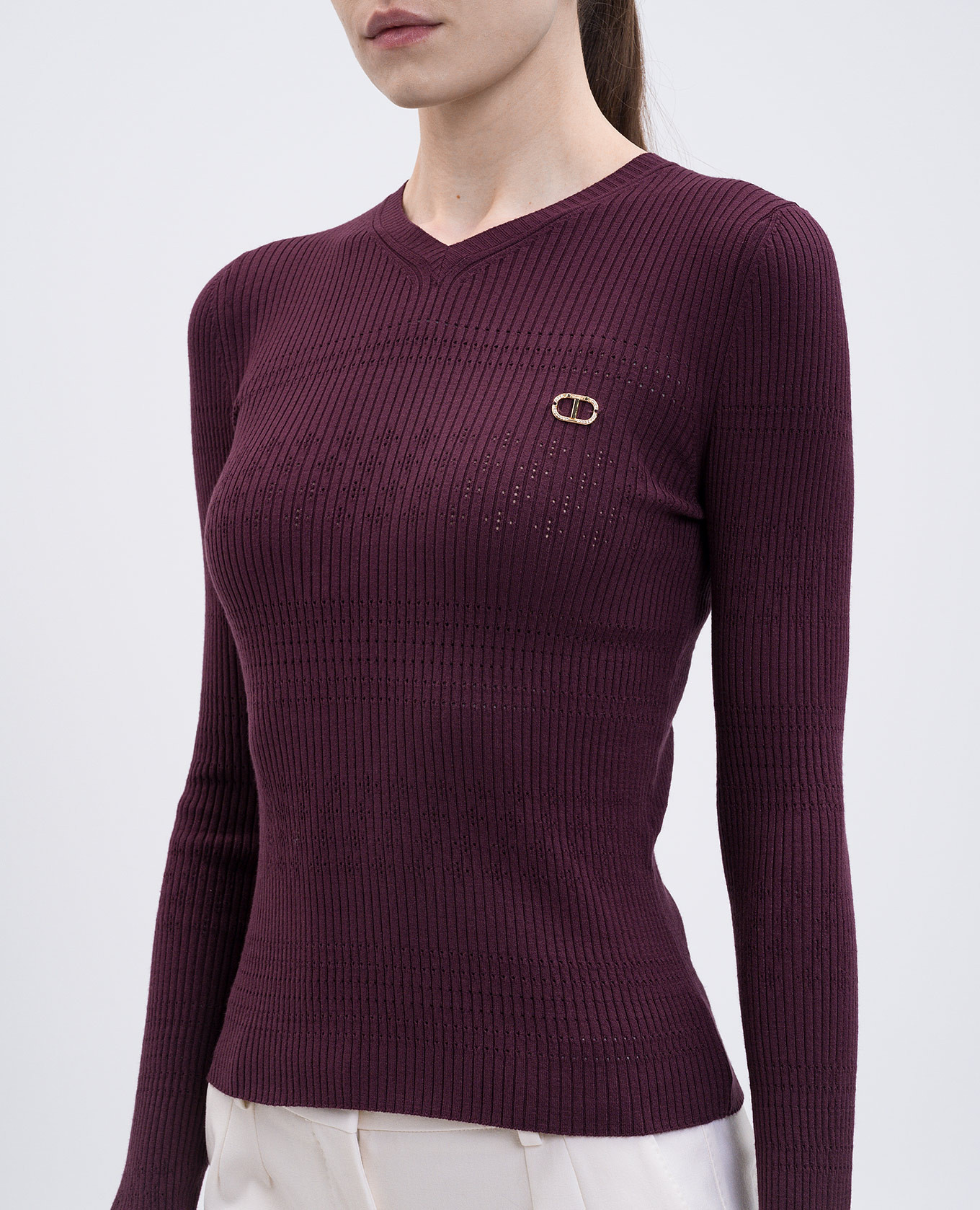 

Purple ribbed pullover Twinset, Violet