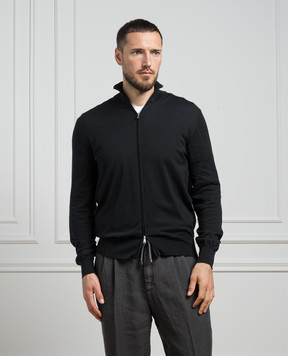 Cashmere&Whiskey Black cardigan with silk and cashmere FS08