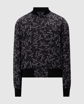 Balmain Black bomber jacket with logo print EH1TF955VH56