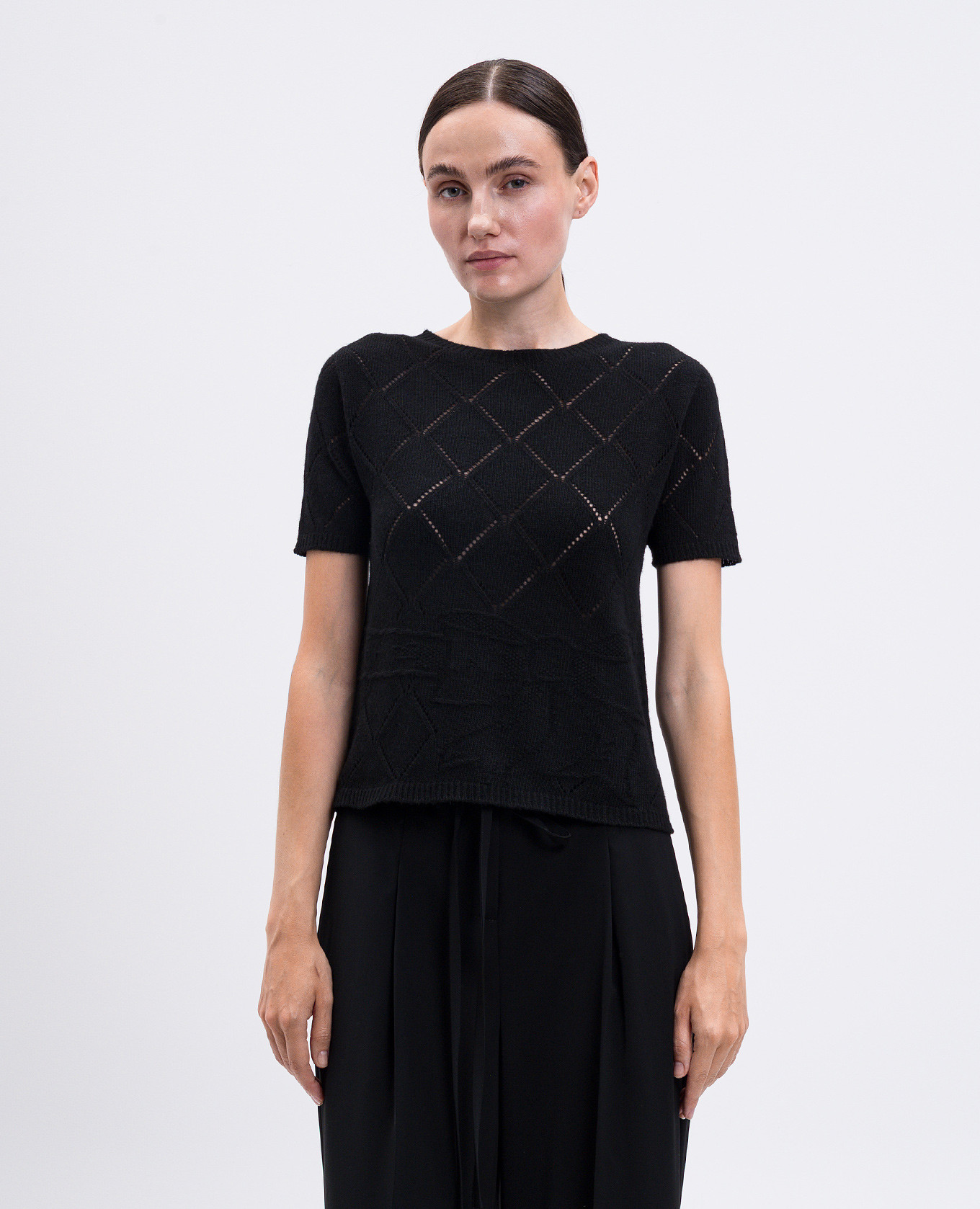 

Black top with patterned wool Twinset