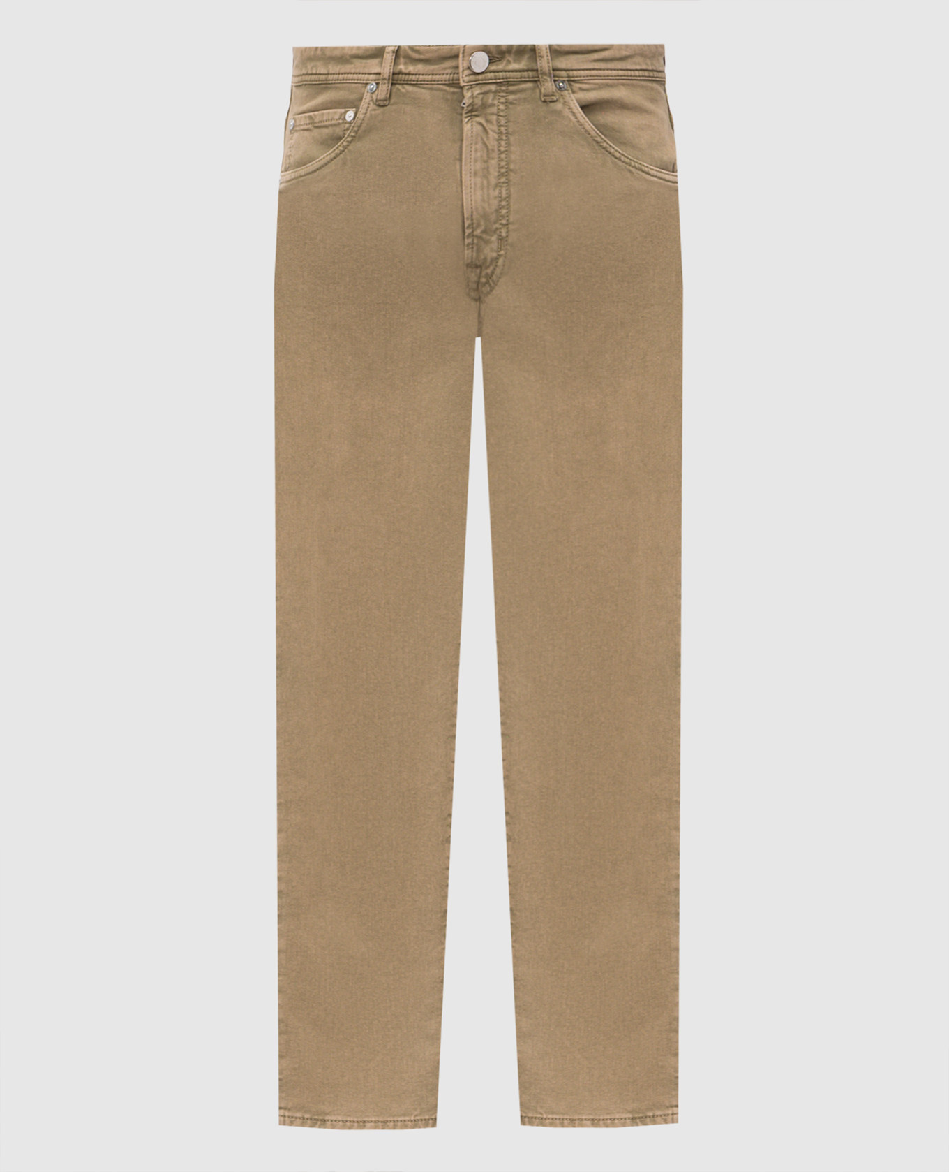 Khaki jeans with logo patch Peserico